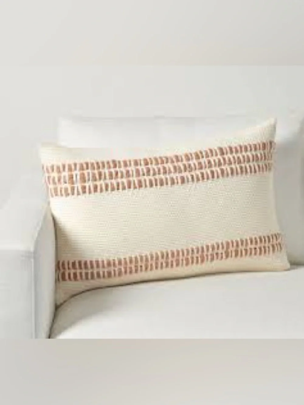 Pottery Barn Reed Striped Lumbar Pillow Cover Woven Ladder Stitch Accent